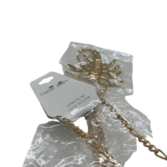 Scorpion Necklace Gold Tone 30” Chain Large Pendant Hip Hop Bling Pirate Funky - Picture 7 of 14